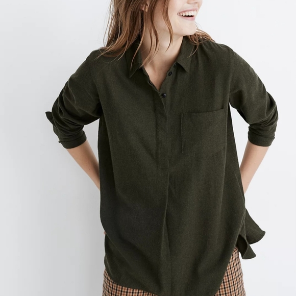 Madewell- ex boyfriend button back shirt - Picture 1 of 5